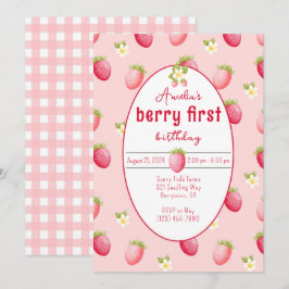 Berry First Birthday Strawberry Convite