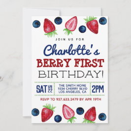 Berry First Birthday Strawberry Convite