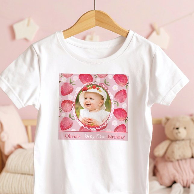 Berry First Birthday Toddler Photo T-Shirt (Criador carregado)