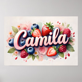 Berry Floral Name Personalizado Poster "Camila"