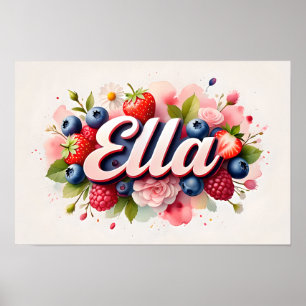 Berry Floral Name Personalizado Poster "Ella"