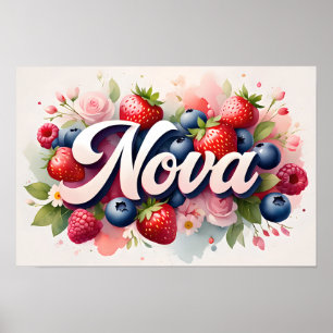 Berry Floral Name Personalizado Poster "Nova"