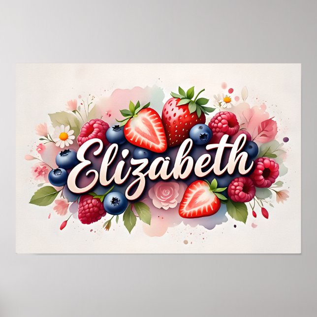 Berry Floral Personalizado Poster "Elizabeth" (Frente)