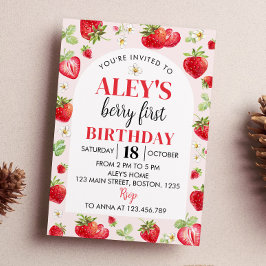 Berry Primeiro Aniversário Convite Strawberry Tema