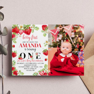 Berry Primeiro Aniversário Convite Strawberry Tema