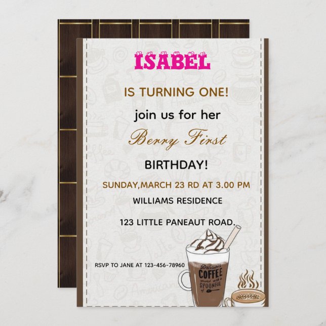 Berry Primeiro convite de aniversário (Frente/Verso)