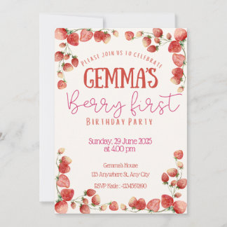 Berry Primeiro Convite de Aniversário