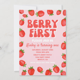 Berry Primeiro Convite de Aniversário Morango