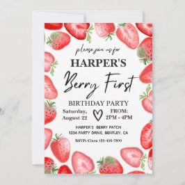 Berry Primeiro Convite de Aniversário | Morango