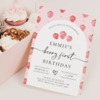Berry Primeiro Convite de Aniversário | Morango
