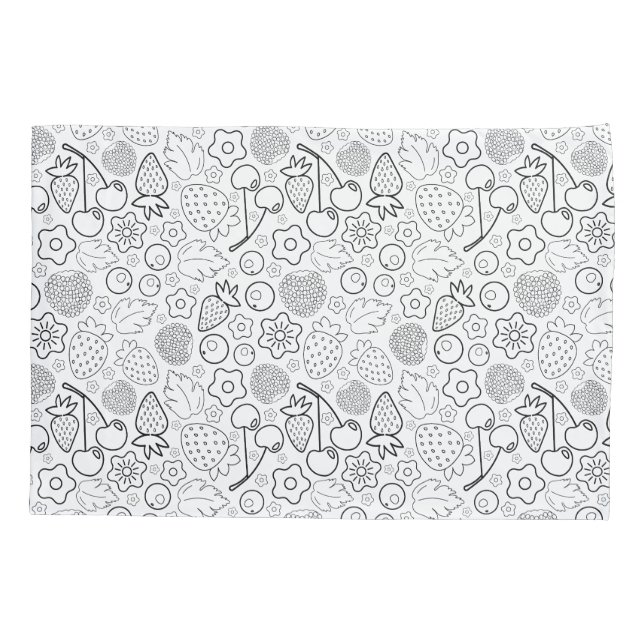 Berry Strawberry Cherry Black Hand drawn Modern. (Verso)