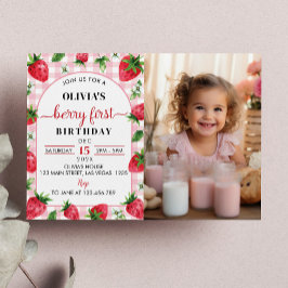 Berry Sweet Primeiro Convite de Aniversário Strawb