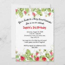 Berry Sweet Strawberry Aniversário Convite