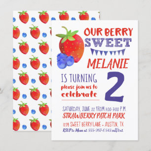 Berry Sweet Watercolor Convite Red White Blue