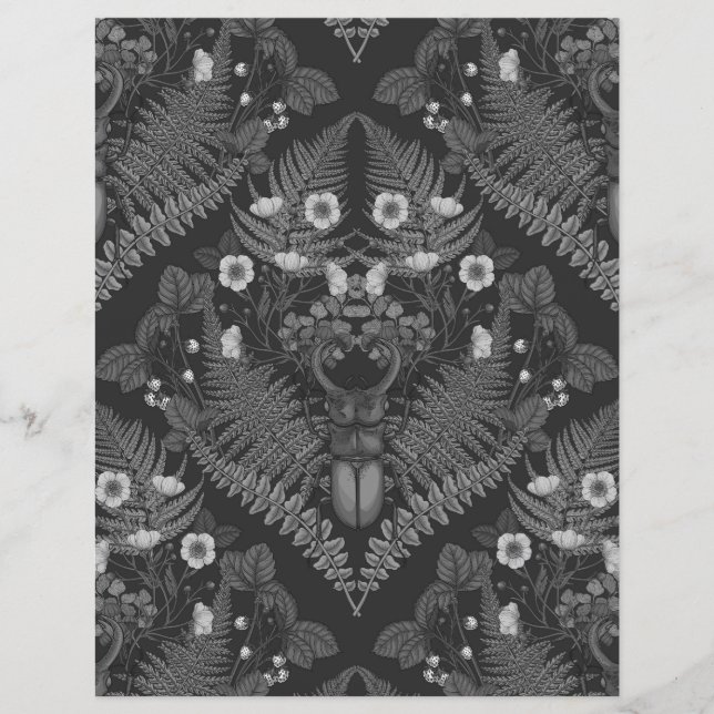 Besouro e samambaias, a preto e branco (Frente)