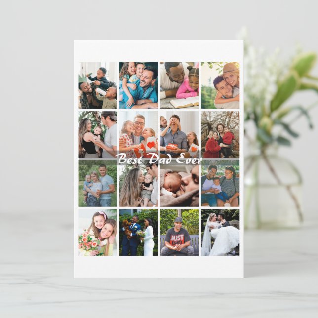 Best Dad Ever 16 Photo Collage Personalized Father (Em pé/Frente)