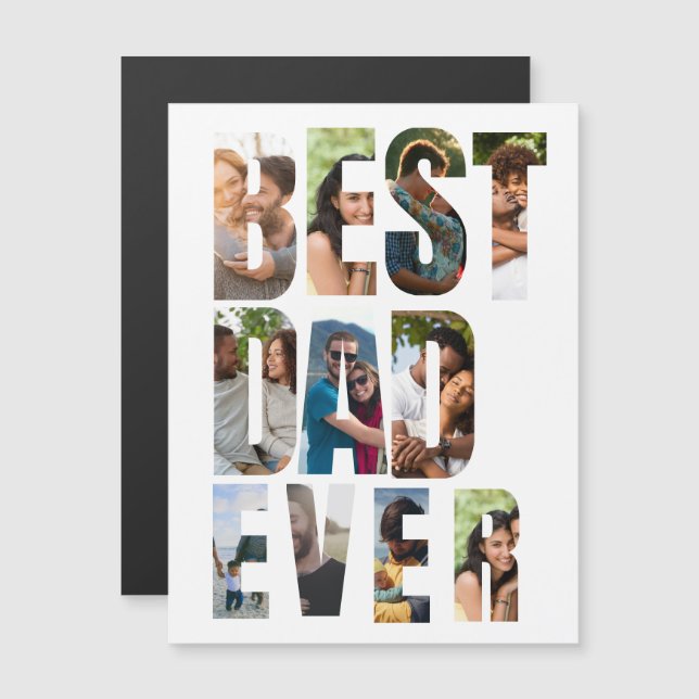 Best Dad Ever | Photo Collage Placeholder Template (Frente/Verso)