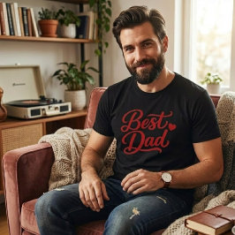 Best Dad Script Red Heart Minimalist Men's T-Shirt