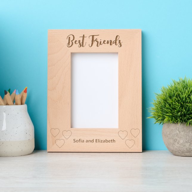 Best Friends Cursive Script Hearts Names Portrait (Front)