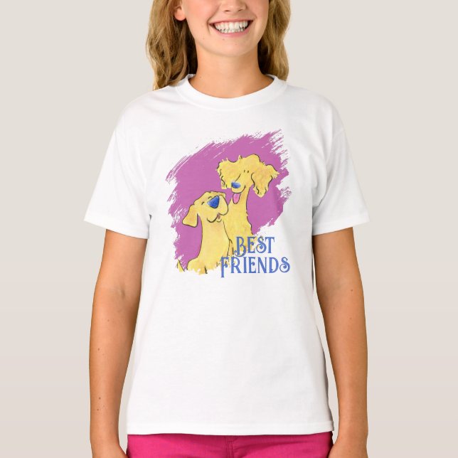 Best Friends Dog Cute Girls' White Graphic T-Shirt (Frente)