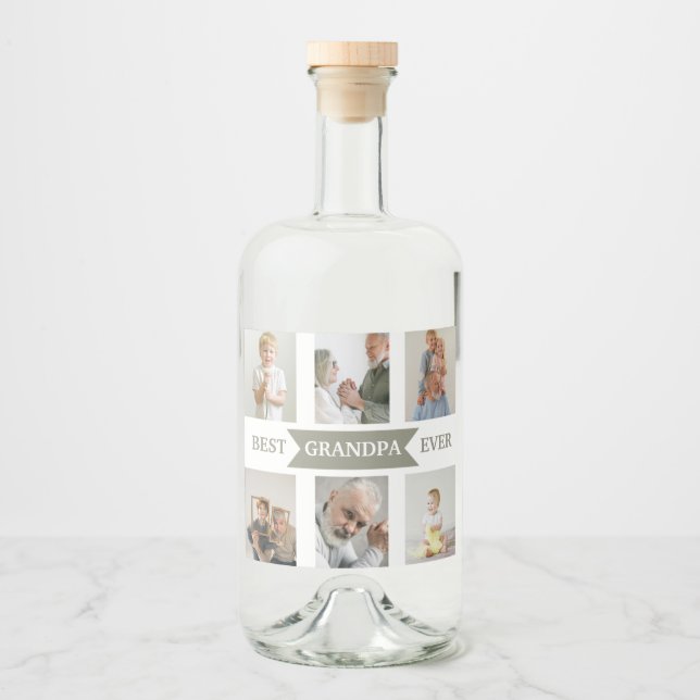 Best Grandpa Ever | Custom Photos Liquor Label (Frente)