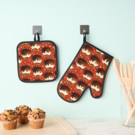 Best of Christmas pudding pattern oven mitt and po