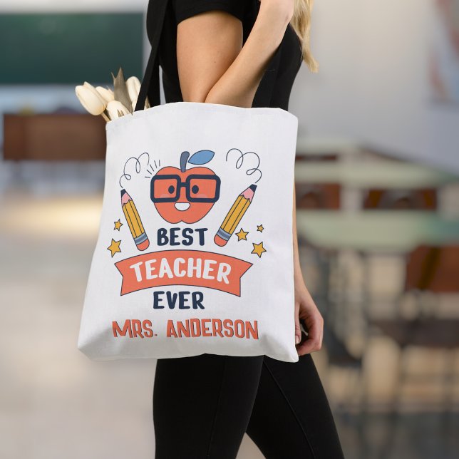 Best teacher ever, Customized Cotton Canvas Tote  (Criador carregado)