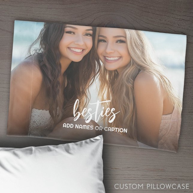 Besties com Fotografia e Texto Personalizado - Scr (Custom Pillowcase with Photo Collage)