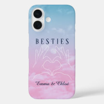 Besties meilleures amies fond ciel bleu et rose