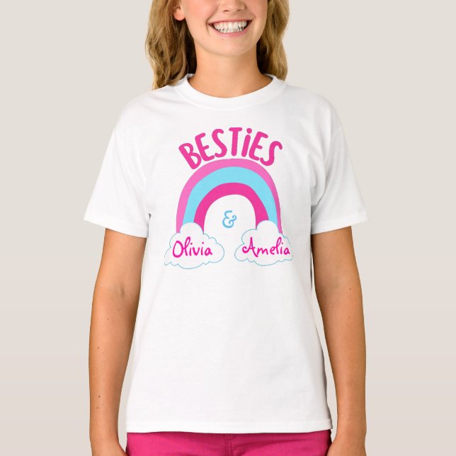 Besties Personalizadas BFF Melhores Amigos T-Shirt (Frente)