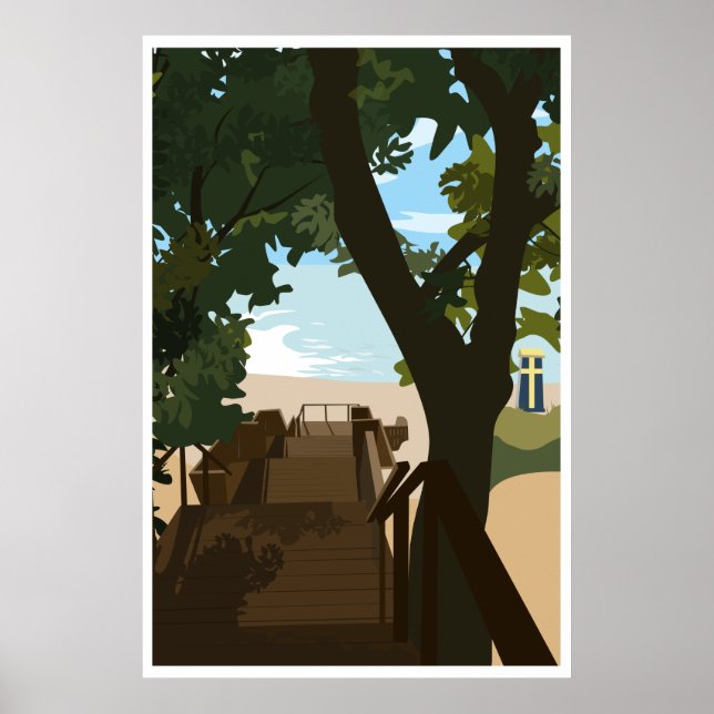 Bethany Beach Stairs Poster, Poster de 24"x36" (Frente)