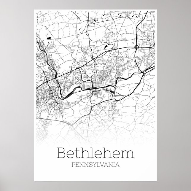 Bethlehem Map - Pensilvânia - City Map Poster (Frente)