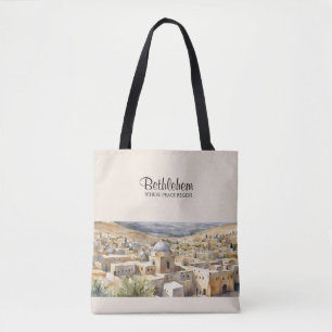 Bethlehem Watercolor Tote Bag - Onde Começa A Paz