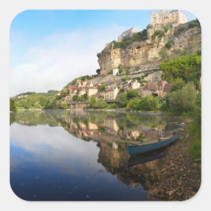 Beynac-e-Cazenac e etiqueta quadrada de Dordogne