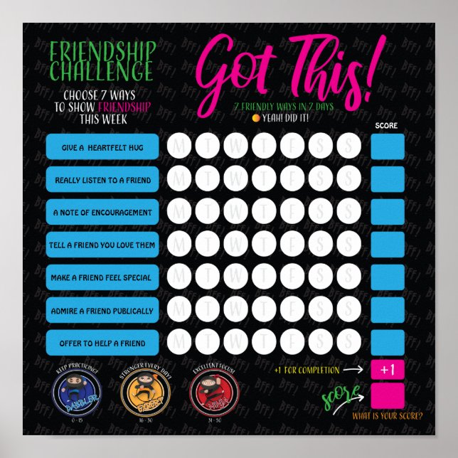 BFF FRIENDSHIP CHALLENGE POSTER (Frente)