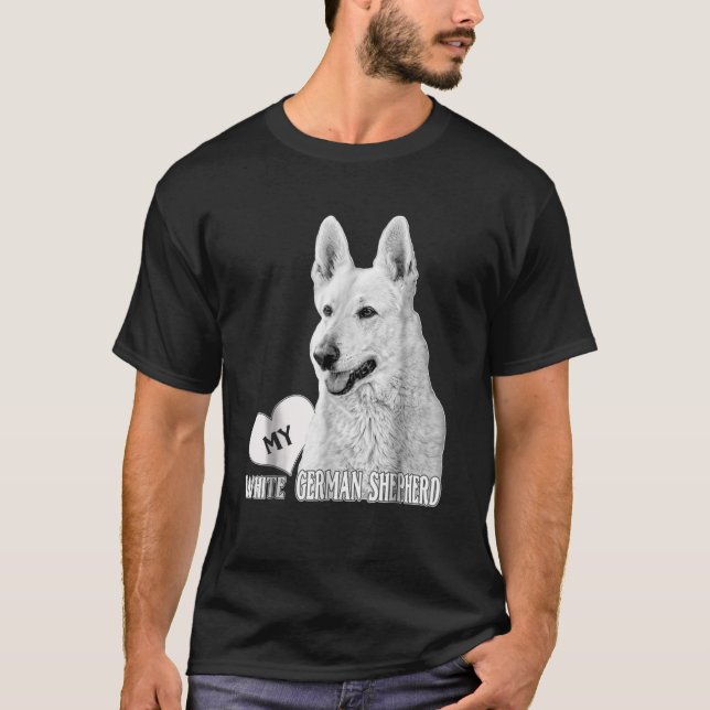 BHymer Ama Minha Camiseta German shepherd Branca (Frente)