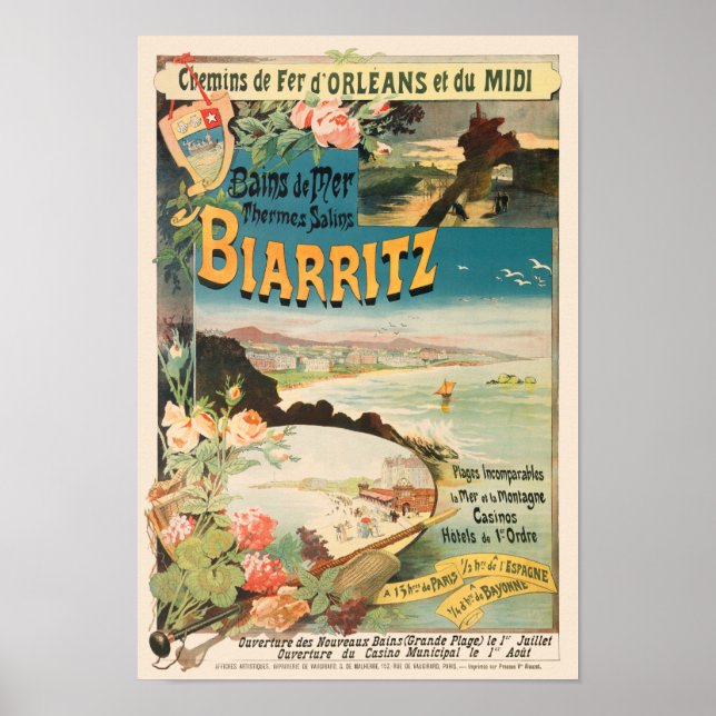 Biarritz France Poster vintage 1897 (Frente)