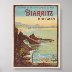 Biarritz toute l'anné e France Poster vintage 191