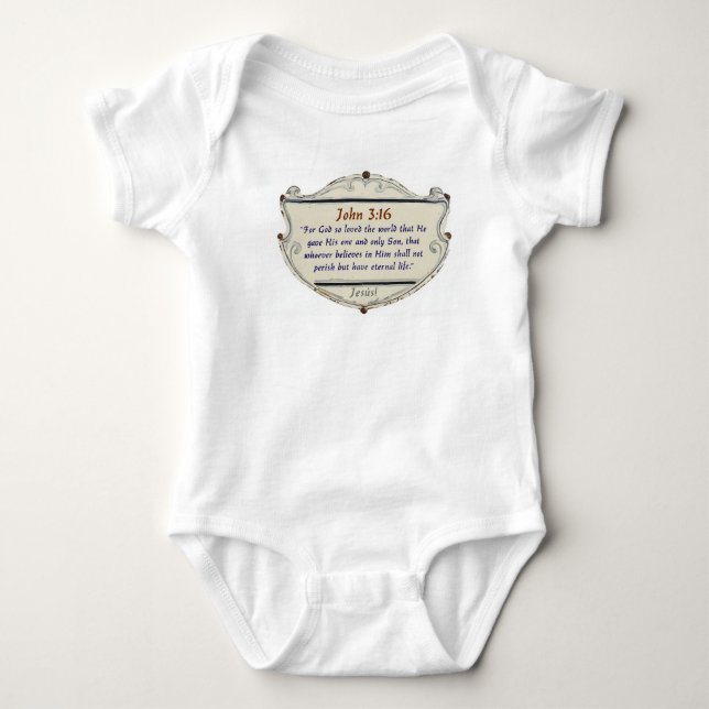 Bibelversículo João 3:16 Camiseta Bebê Body (Frente)