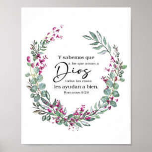 Bíblia Espanhola Verse Romanos 8:28 Póster