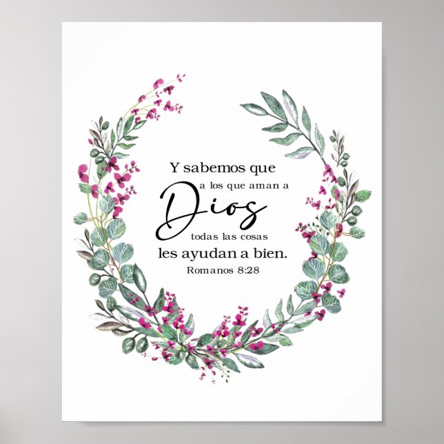 Bíblia Espanhola Verse Romanos 8:28 Póster (Frente)