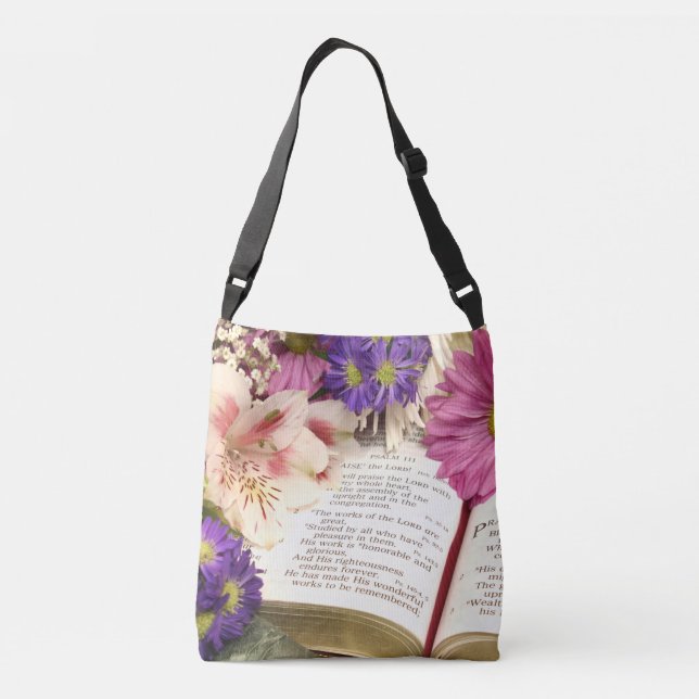 Bíblia Floral Verse Crossbody Tote Bag Gift (Verso)