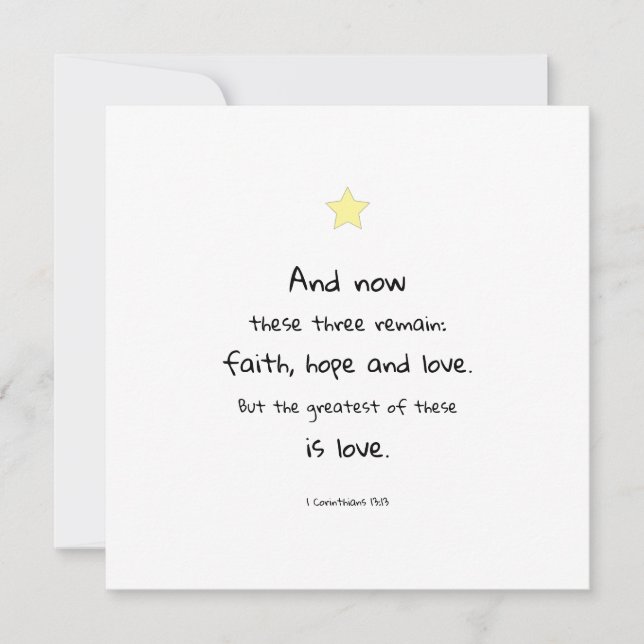 Bíblia Verse Cotação 1 Cartão Corinthians 13:13 (Frente)