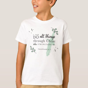 Bíblia Verse Philippians 4:13 Kids T-Shirt