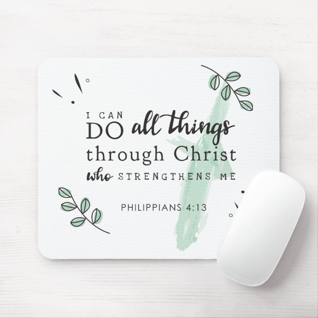 Bíblia Verse Philippians 4:13 Mousepad (Com mouse)