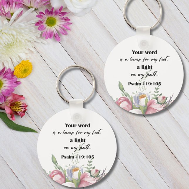 Bíblia Verso Floral Salm Round Chaveiro (Criador carregado)