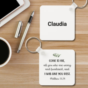 Bíblia verso Matthew Olive Square Chaveiro