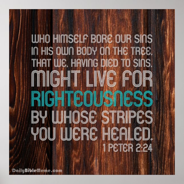 Bíblia Verso Poster - 1 Peter 2:24 (Frente)