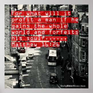 Bíblia Verso Poster - Matthew 16:26