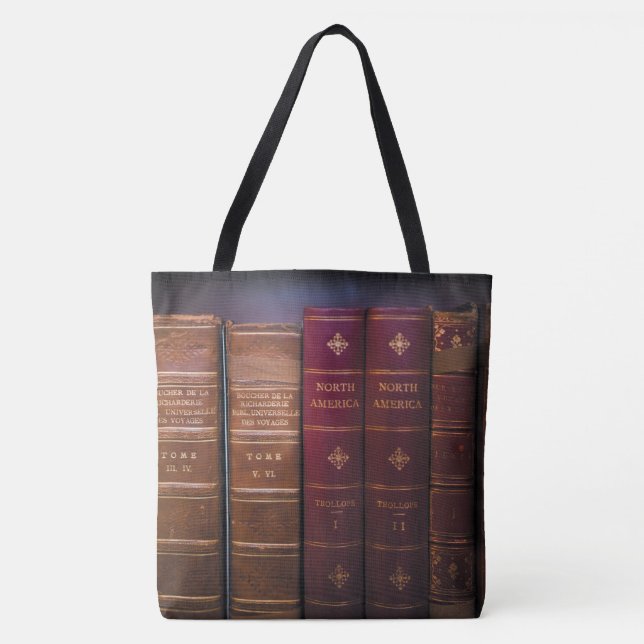 Biblioteca de livros All-Over-Impressão Tote Bag,  (Frente)